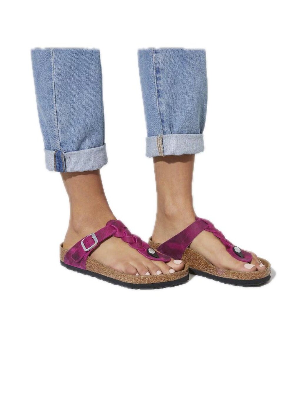 Birkenstock Gizeh Braided Sandal Festival Fuchsia Oiled Leather NEW - Picture 2 of 9